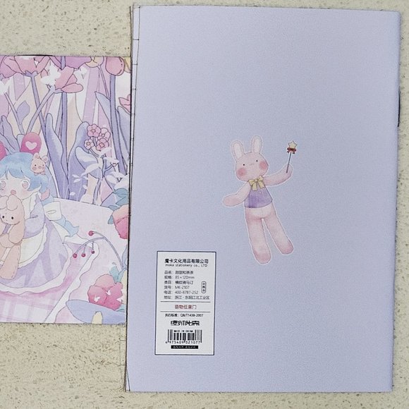 Anime girl & stuffed plush animals mini notebook notepad - Picture 2 of 2